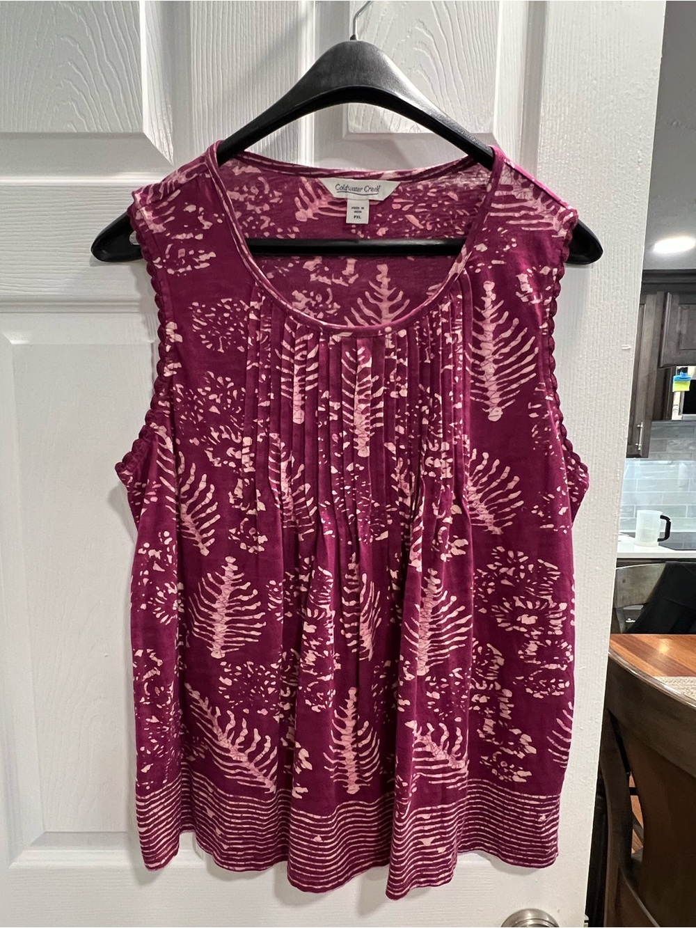 Coldwater Creek Berry Floral Pleated Tank Top PXL